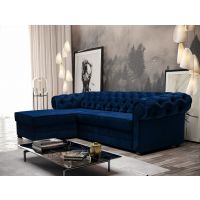 Mars Meble - VALENTINO L CIEMNY NIEBIESKI Narożnik z funkcją spania i pojemnikiem PROMOCJA