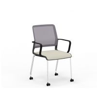 NOWY STYL - XILIUM Krzesło Konferencyjne FRAME CHAIR 4L MESH BLACK | na 4 nogach | Oparcie - Siatka