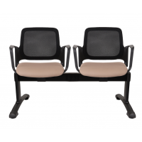 GROSPOL - ASPEN Ławka 2-osobowa BS / BT ARM 2 Black / Grey | Oparcie Siatkowe / Tapicerowane | Podłokietniki