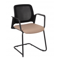 GROSPOL - ASPEN Krzesło Konferencyjne V BS Arm Black / Chrome | Oparcie Siatkowe | Płoza | Podłokietniki