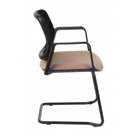 GROSPOL - ASPEN Krzesło Konferencyjne V BT Arm Black / Chrome | Oparcie Tapicerowane | Płoza | Podłokietniki