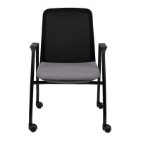 GROSPOL - AXEL Krzesło Konferencyjne 4L ROLL Black / White | na Kółkach