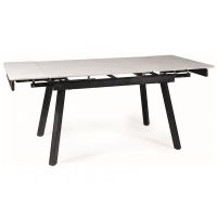 SIGNAL - JOHN Stół 90x150-210 | Biały połysk | Czarny mat