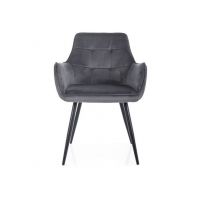 SIGNAL - LEMON Velvet Krzesło | Tkanina Szary Bluvel 14 | Stelaż Czarny mat