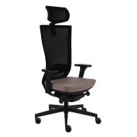 GROSPOL - MARTI Fotel Obrotowy BS HD Chrom / Black | Mechanizm LP11 Plus - Synchro z Regulacją Głębokości | Podłokietniki 3D | Zagłówek | Zgodny z Rozporządzeniem z 2023 roku