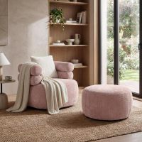 Mars Meble - NELA Fotel na obrotowej podstawie + pufa | PINK – Dress Me 13 | PROMOCJA