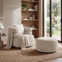 Mars Meble - NELA Fotel na obrotowej podstawie + pufa | CREME – Dress Me 15 | PROMOCJA