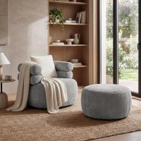 Mars Meble - NELA Fotel na obrotowej podstawie + pufa | GREY – Dress Me 03 | PROMOCJA