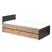 KLUPŚ - DALIA Łóżko młodzieżowe 200×90 | Antracyt-Dąb