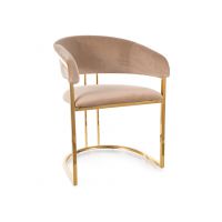 SIGNAL - TULIPE Velvet Gold Krzesło | Tkanina | Beż Bluvel 28 | Stelaż złoty