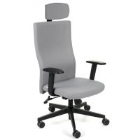 GROSPOL - TEAM PLUS Fotel Obrotowy HD Black / Chrome | Mechanizm Synchro S1 | Regulowane Podłokietniki | Zagłówek | Obciążenie do 150 kg