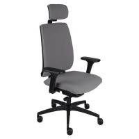 GROSPOL - VALIO Fotel Obrotowy BT HD Black / Chrome | Mechanizm Synchro Plus SP3 | Regulowana Głębokość Siedziska | Zagłówek