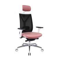 GROSPOL - VALIO Fotel Obrotowy WS HD White / Chrome | Mechanizm Synchro Plus SP3 | Regulowana Głębokość Siedziska i Profil Lędźwiowy | Zagłówek | Zgodny z Rozporządzeniem z 2023 roku