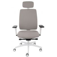 GROSPOL - VALIO Fotel Obrotowy WT HD White / Chrome | Mechanizm Synchro Plus SP3 | Regulowana Głębokość Siedziska | Zagłówek