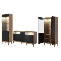 HELVETIA MEBLE WIERUSZÓW - FRANKA Zestaw mebli | Witryna szeroka Typ 13 | Komoda Typ 25 | Witryna typ 05 | DOSTĘPNY OD RĘKI