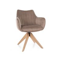 SIGNAL - AZALIA D Velvet Krzesło | Obrót siedziska | Tkanina Bluvel Ciemny Beż 40 | Stelaż Dąb