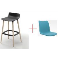 BGROUP - COWORKER Hoker SOFT SH130H | Stelaż Drewniany | Kubełek Tapicerowany | Wysoki