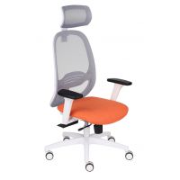 GROSPOL - NODI Fotel Obrotowy WS HD White | Mechanizm Synchro Plus SP2 | Regulowana Głębokość Siedziska | Zagłówek | Zgodny z Rozporządzeniem z 2023 roku