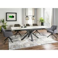 SIGNAL - COLUMBUS CERAMIC Stół 90x160-240x76h | AMBER BIANCO | Biały | Czarny