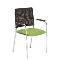 NOWY STYL - INTRATA VISITOR Krzesło konferencyjne V-32 FLBL-ARM | Oparcie siatkowe | na 4 nogach | Podłokietniki