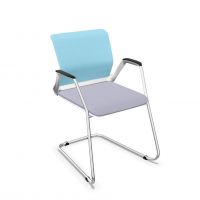 NOWY STYL - YOUTEAM Krzesło konferencyjne FRAME CHAIR CF UPH PEARL WHITE | Tapicerowane Oparcie i Siedzisko | na płozie | Wersja perłowobiała PW | Podłokietniki